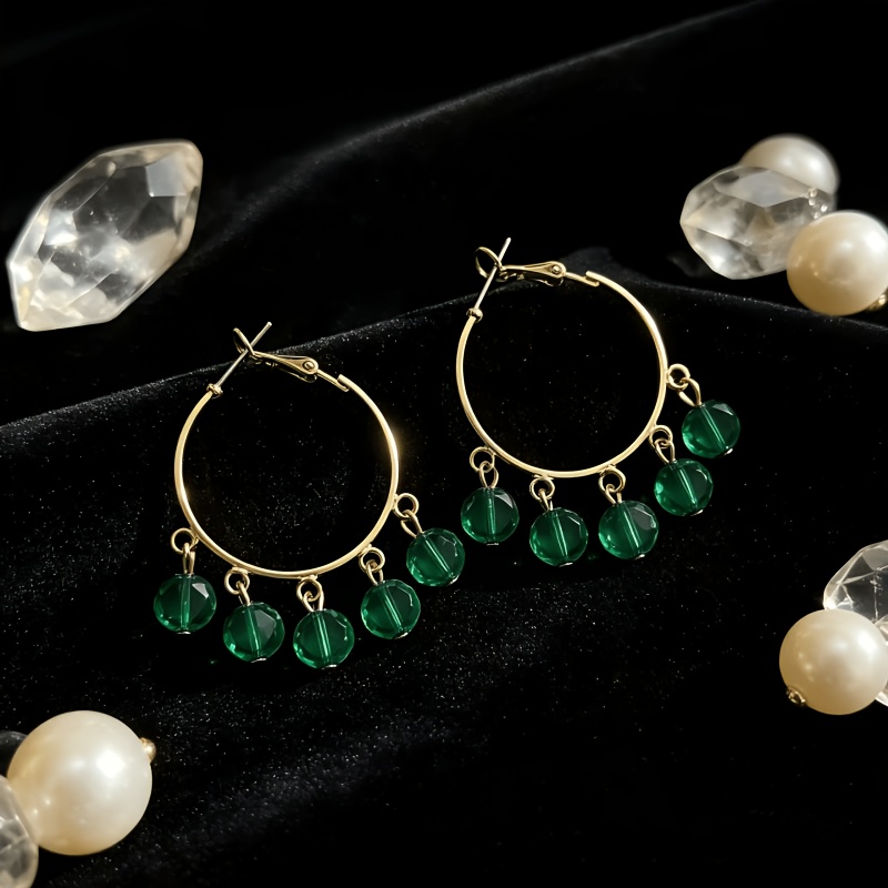 Vintage Fashion Tassel Sparkly Round Hoop Earrings